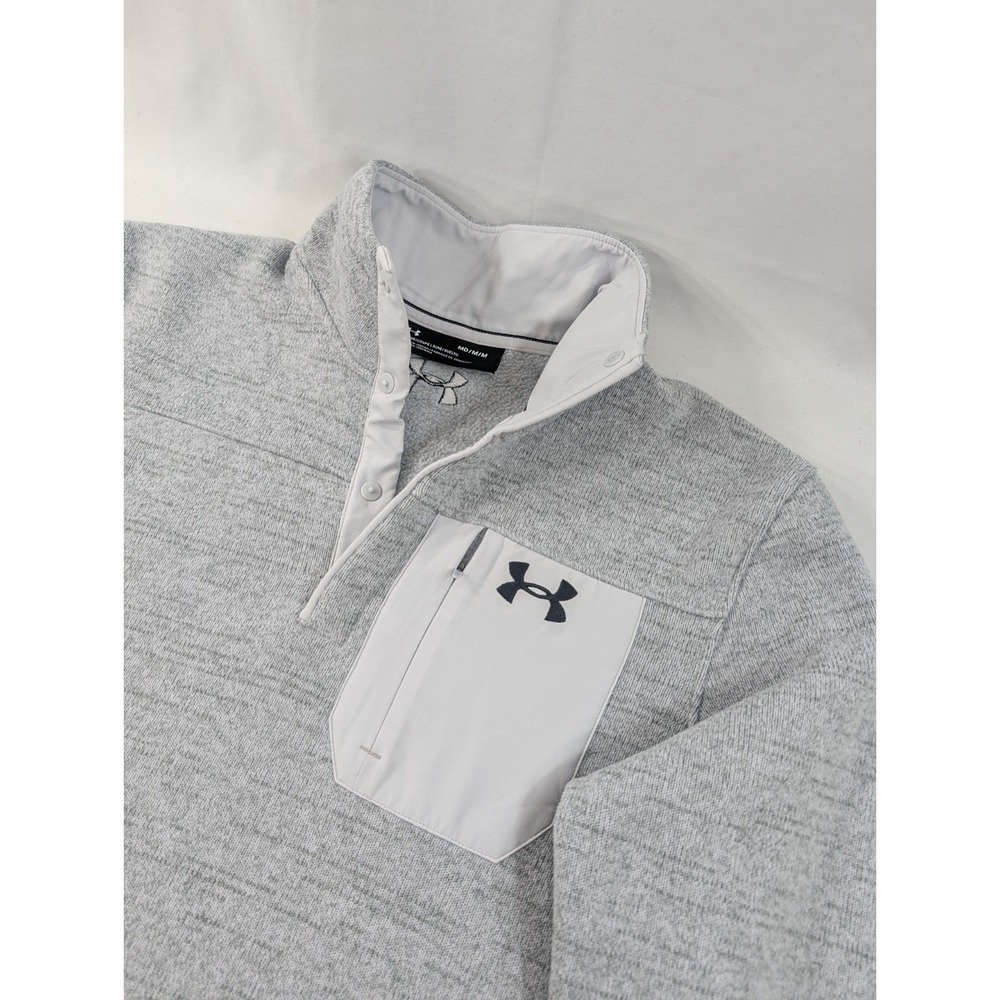 Under Armour UA Specialist Henley 2.0 Mens Medium Loose‎ Light Gray Pullover